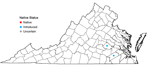 Locations ofAzolla filiculoides Lam. in Virginia