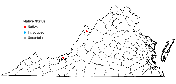 Locations ofBuxbaumia minakatae S. Okamura in Virginia
