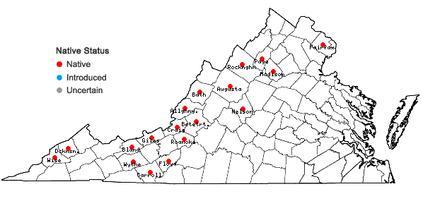 Locations ofChenopodiastrum simplex (Torrey) S. Fuentes, Uotila, & Borsch in Virginia