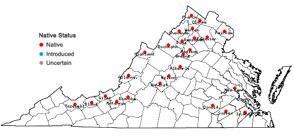 Locations ofChenopodium standleyanum Aellen in Virginia