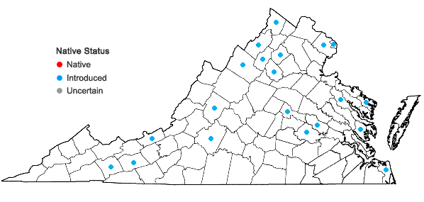 Locations ofConvallaria majalis L. in Virginia