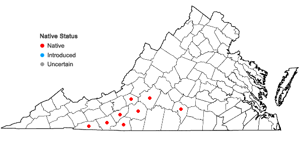 Locations ofCoreopsis pubescens Ell. in Virginia
