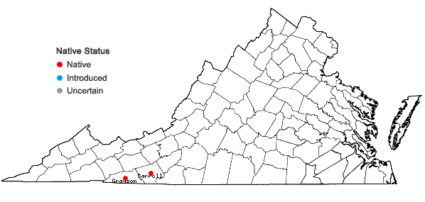Locations ofDalibarda repens L. in Virginia