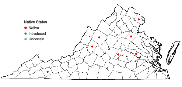 Locations ofDicranella varia (Hedw.) Schimp. in Virginia