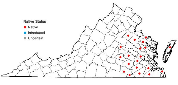 Locations ofDrosera capillaris Poir. in Virginia