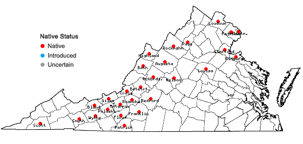 Locations ofLiatris spicata (L.) Willd. in Virginia