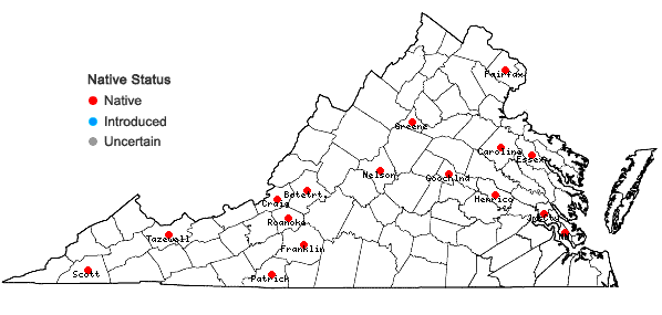 Locations ofLophocolea coadunata (Sw.) Mont. in Virginia