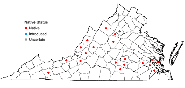 Locations ofPhilonotis marchica (Hedw.) Brid. in Virginia