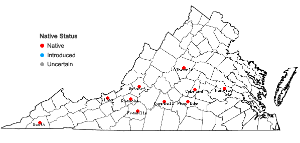 Locations ofSolenostoma crenuliforme (Aust.) Steph. in Virginia