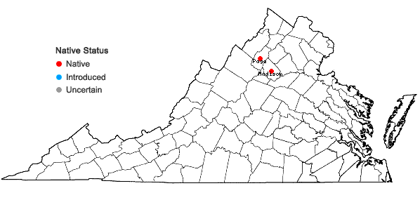 Locations ofStreptopus amplexifolius (L.) DC. in Virginia