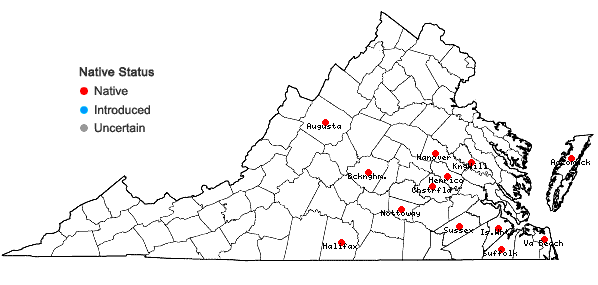 Locations ofAndropogon campbellii U.B. Deshmukh, M.B. Shende, & E.S. Reddy in Virginia