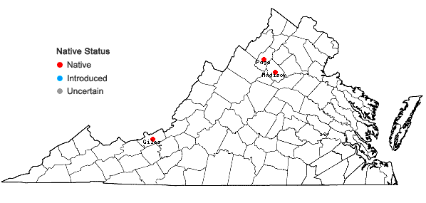 Locations ofBetula populifolia Marsh. in Virginia