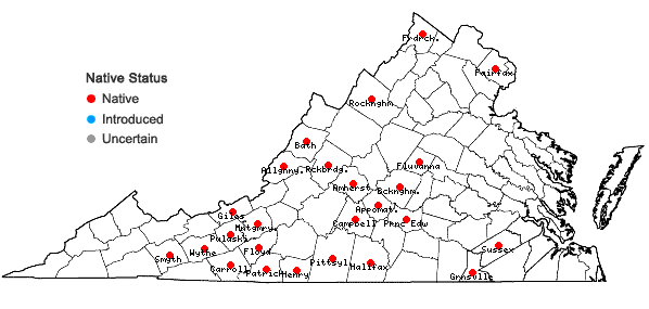 Locations ofBromus nottowayanus Fern. in Virginia