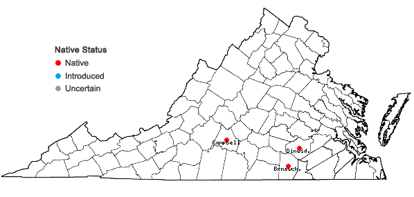 Locations ofDichanthelium malacon (Nash) LeBlond in Virginia