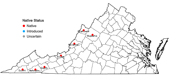 Locations ofDidymodon fallax (Hedw.) R.H. Zander in Virginia