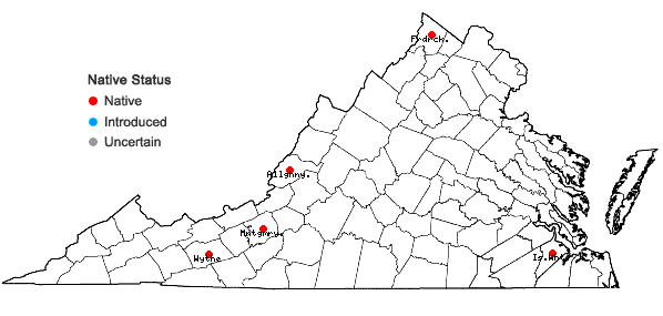 Locations ofDidymodon tophaceus (Brid.) Lisa in Virginia