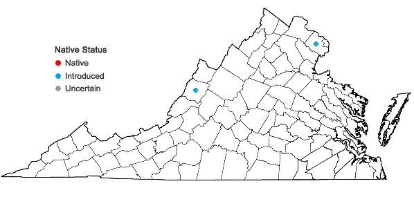 Locations ofEriochloa villosa (Thunb.) Kunth in Virginia
