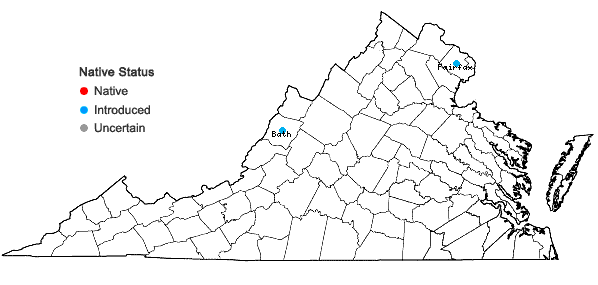 Locations ofEriochloa villosa (Thunb.) Kunth in Virginia