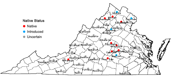 Locations ofHumulus lupulus L. in Virginia