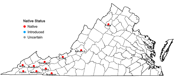 Locations ofPolytrichastrum pallidisetum (Funck) G. L. Sm. in Virginia
