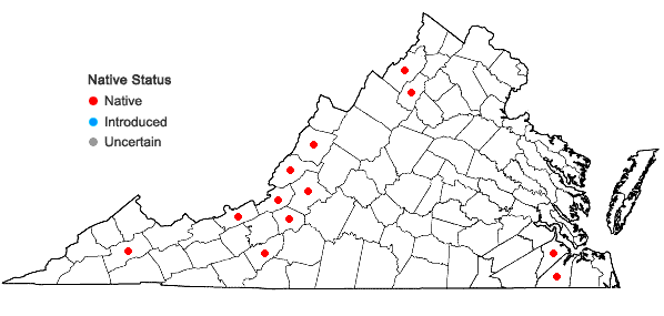 Locations ofPolytrichum piliferum Hedwig in Virginia