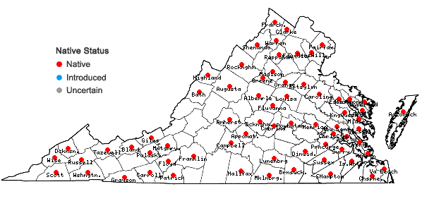 Locations ofSphenopholis pensylvanica (L.) A.S. Hitchc. in Virginia